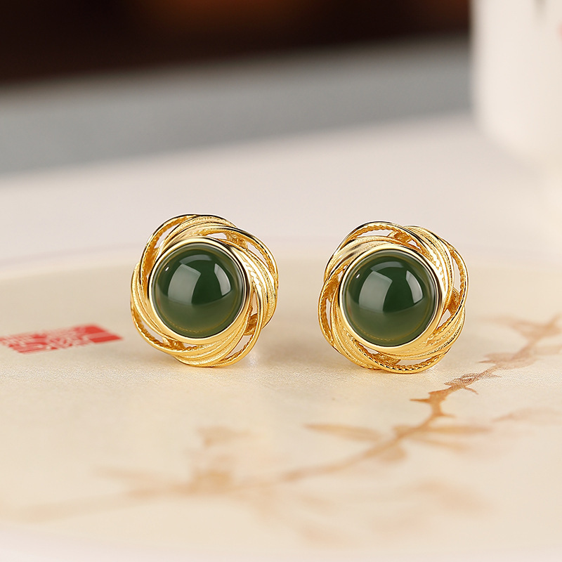 S925 Silver Nephrite Earrings - Customizable