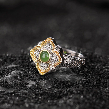 S925 Silver Nephrite Ring - Customizable