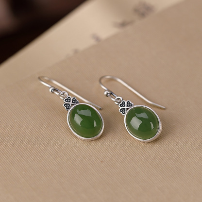 S925 Silver Nephrite Earrings - Customizable