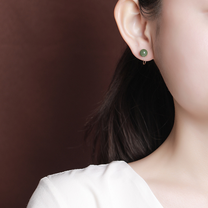 S925 Silver Nephrite Earrings - Customizable