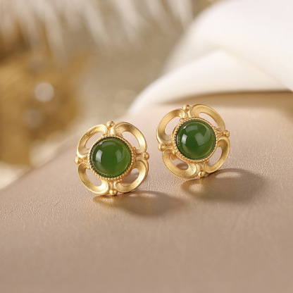 S925 Silver Nephrite Earrings - Customizable
