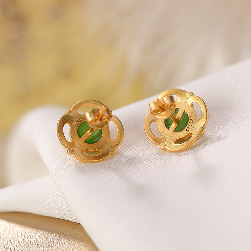 S925 Silver Nephrite Earrings - Customizable
