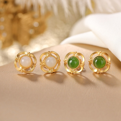 S925 Silver Nephrite Earrings - Customizable
