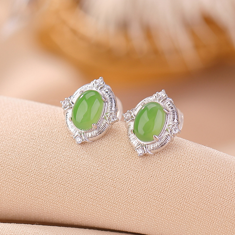 S925 Silver Nephrite Earrings - Customizable