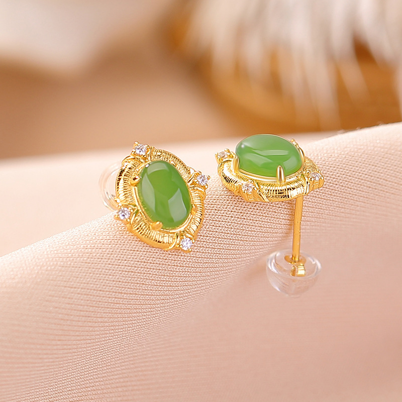 S925 Silver Nephrite Earrings - Customizable