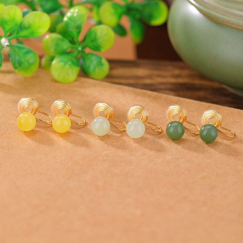 S925 Silver Nephrite Earrings - Customizable