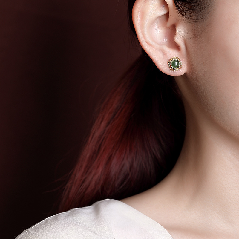 S925 Silver Nephrite Earrings - Customizable