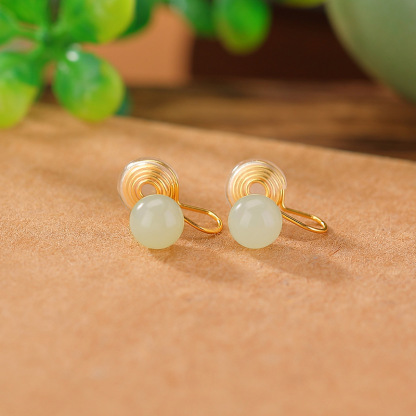 S925 Silver Nephrite Earrings - Customizable