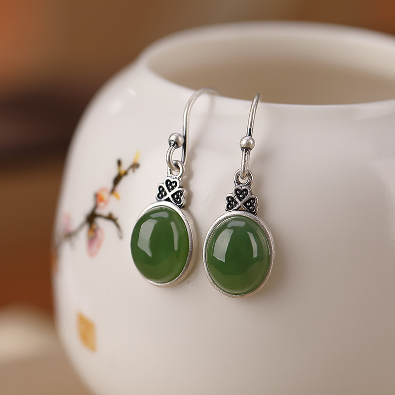 S925 Silver Nephrite Earrings - Customizable