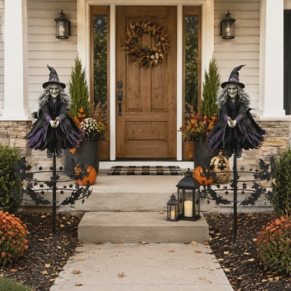 🧙 Enchanted Witch Garden Wind Spinner | Halloween Outdoor Metal Yard Decor