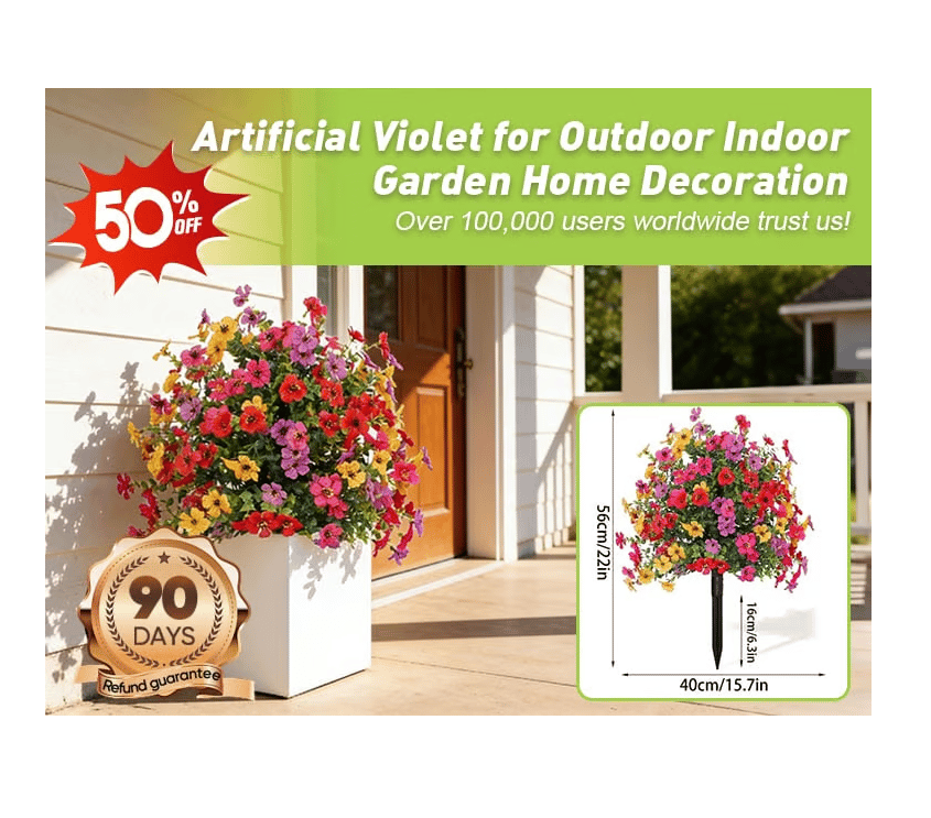 Artificial Violet for Outdoor Indoor Garden Home Decoration
