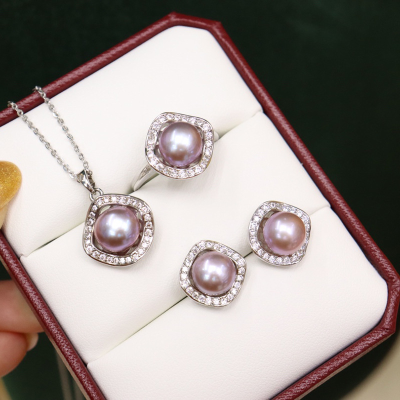 Akoya Pearl Jewelry Three-piece Set (Necklace, Ring, Earrings)