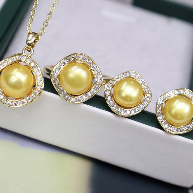 Akoya Pearl Jewelry Three-piece Set (Necklace, Ring, Earrings)