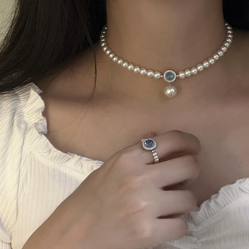 Aquamarine Pearl Set