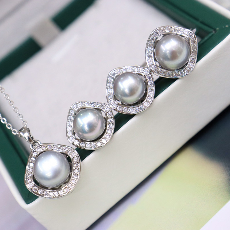 Akoya Pearl Jewelry Three-piece Set (Necklace, Ring, Earrings)