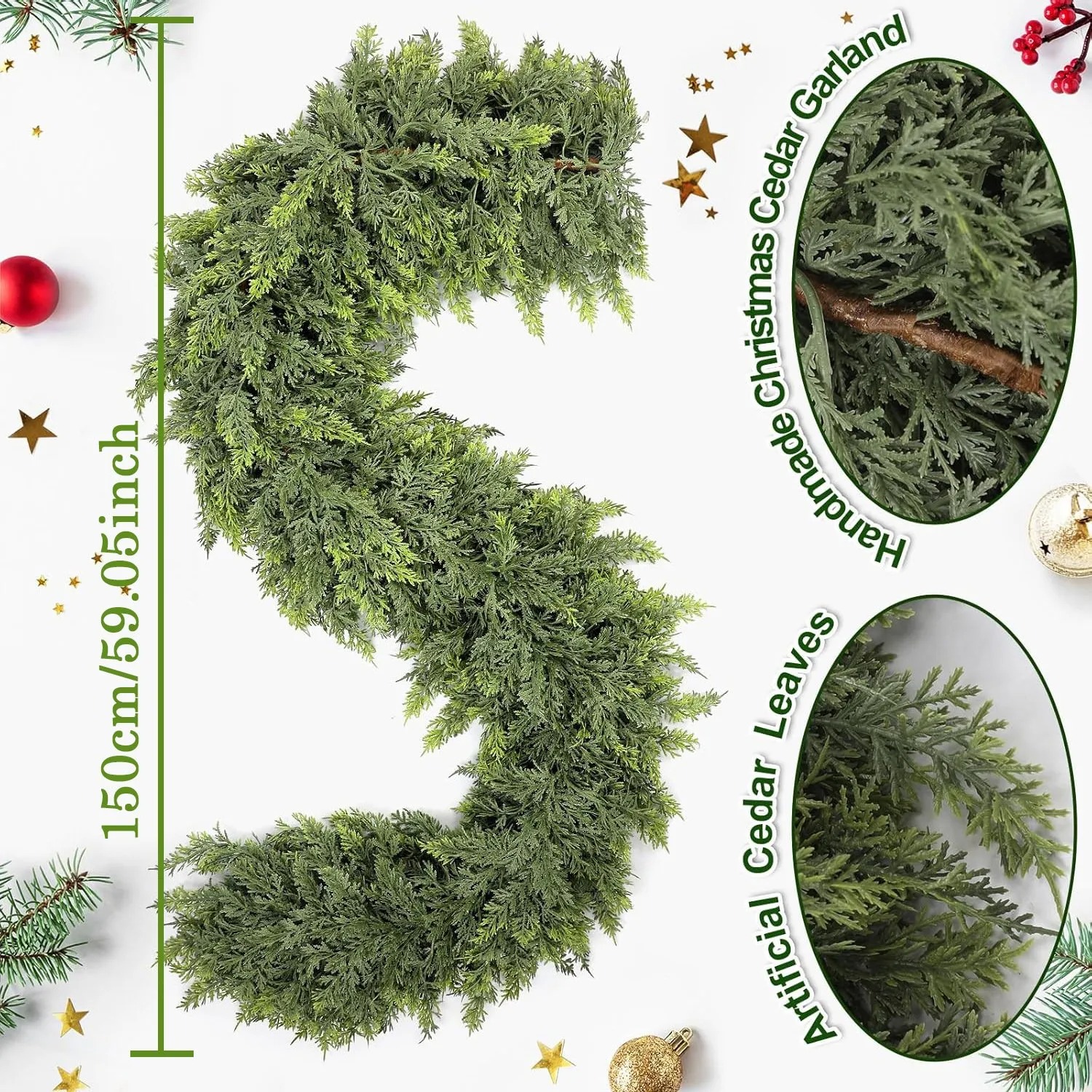 6 FT Artificial Cedar Garlands –Realistic Touch Winter Greenery