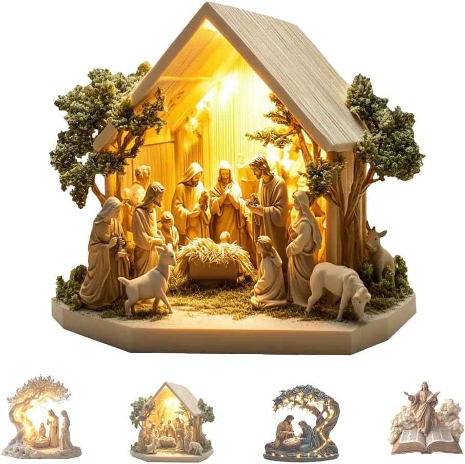 Newborn flat Christmas scene desktop decoration