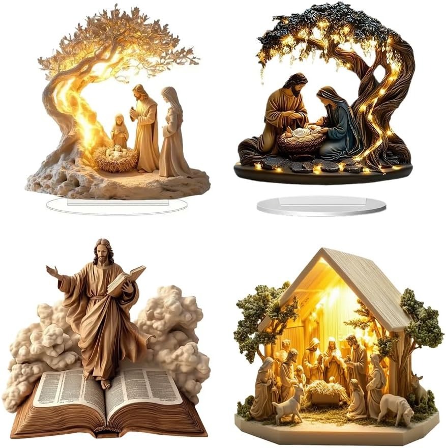 Newborn flat Christmas scene desktop decoration