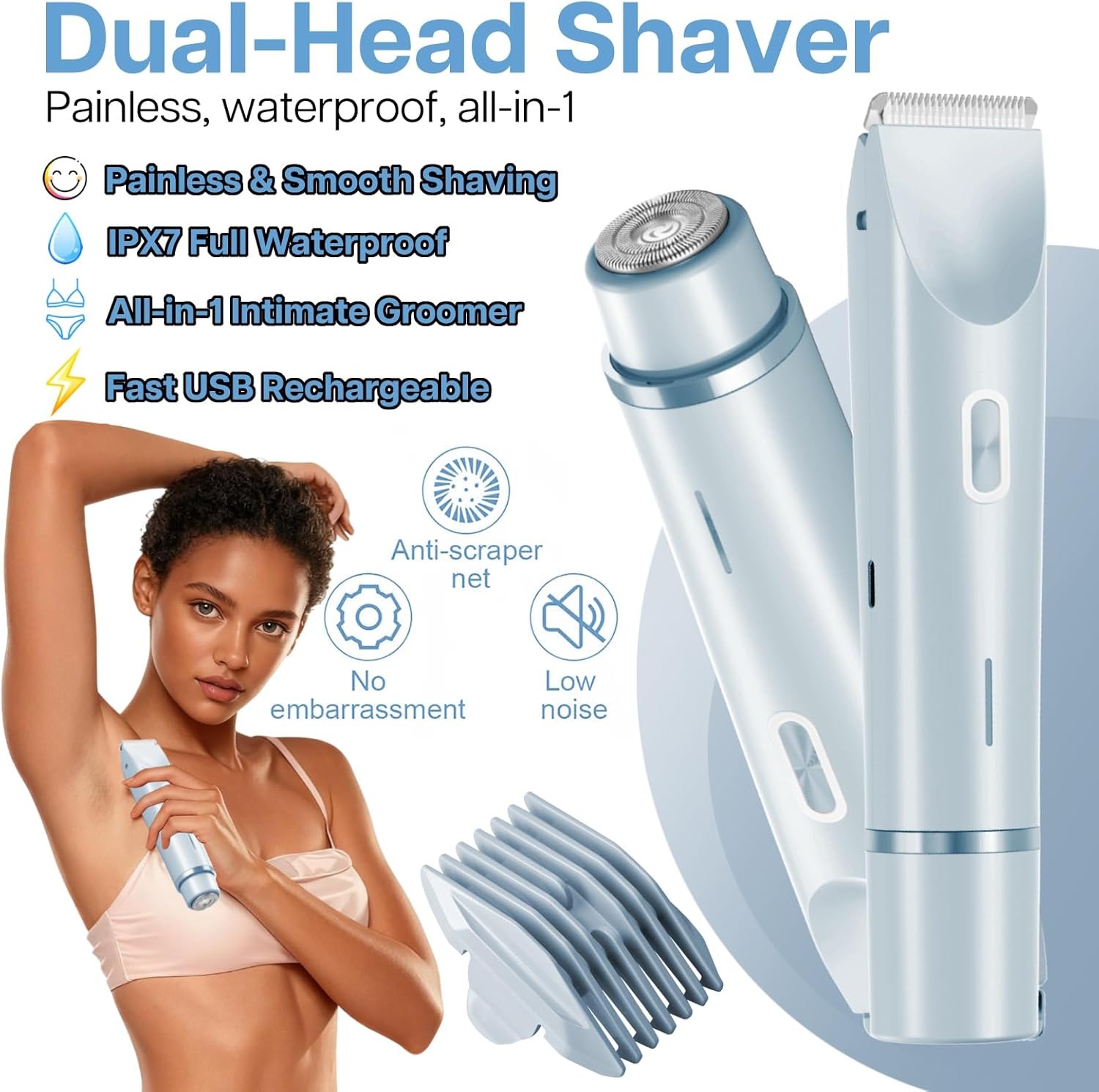 2-in-1 Painless Bikini Hair Trimmer