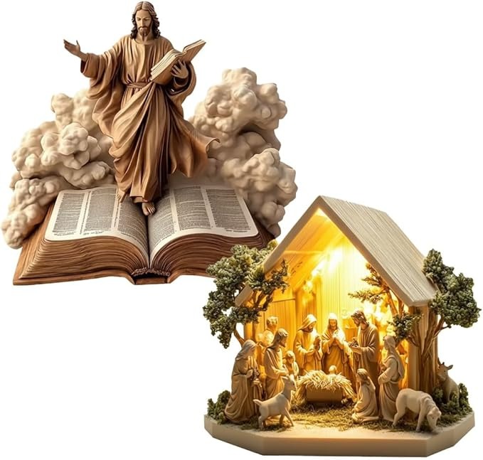 Newborn flat Christmas scene desktop decoration