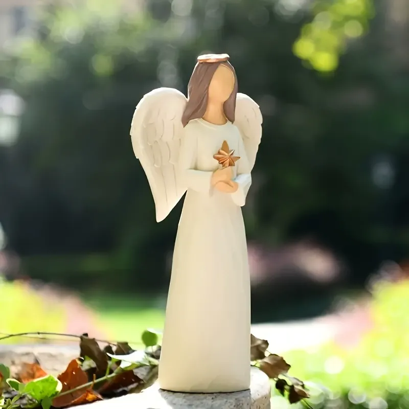 7.48" Angel Figurines for Women - Resin Guardian Angel Statue Holding Red Heart, Gift for Thanksgiving, Wedding, Christmas Home Decor Ornament, Memorial Gifts