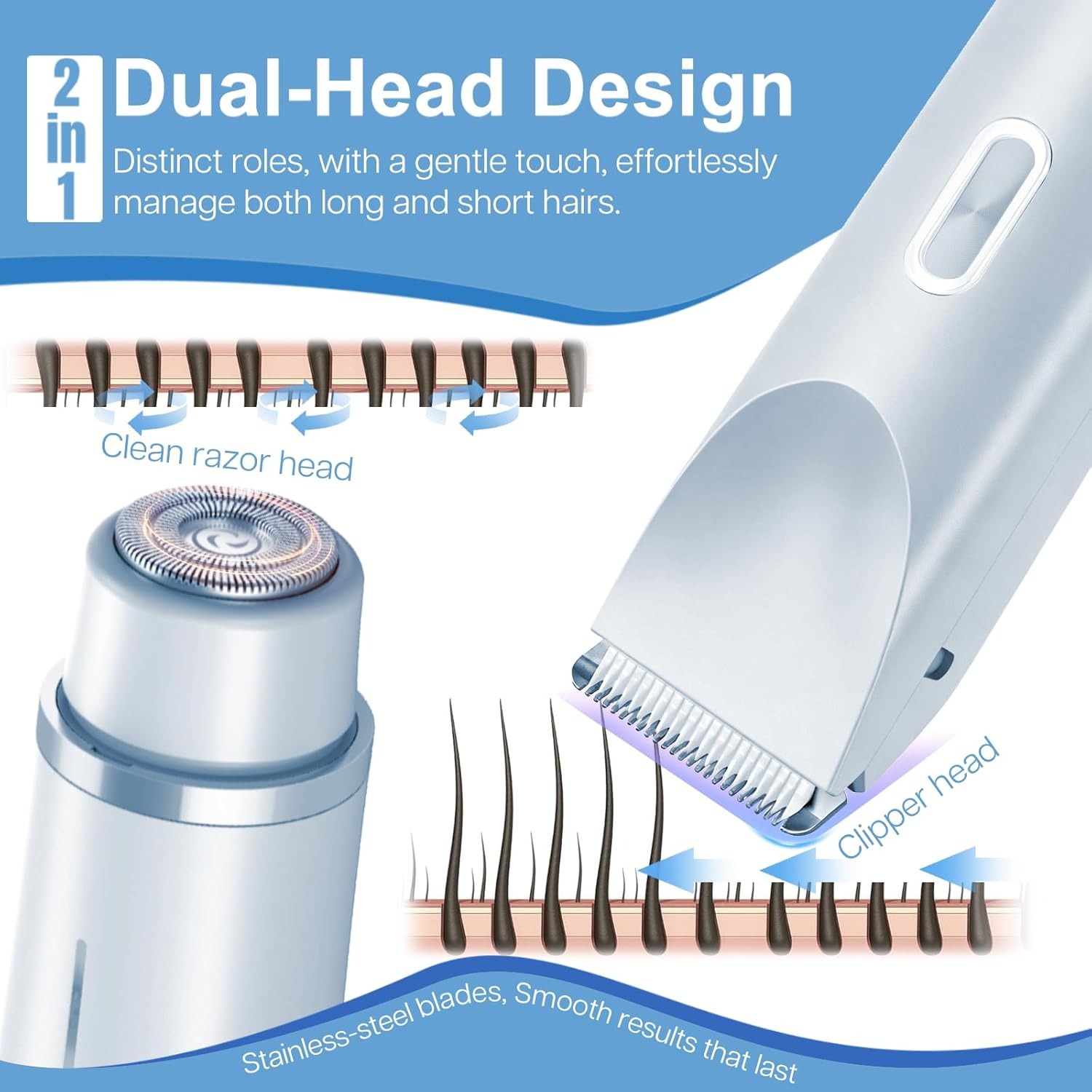 2-in-1 Painless Bikini Hair Trimmer