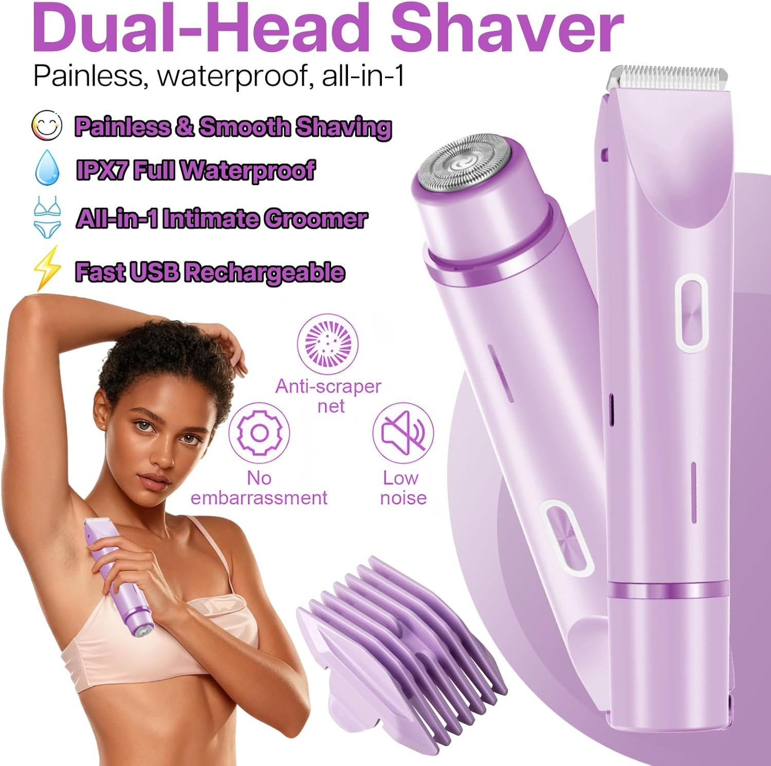 2-in-1 Painless Bikini Hair Trimmer