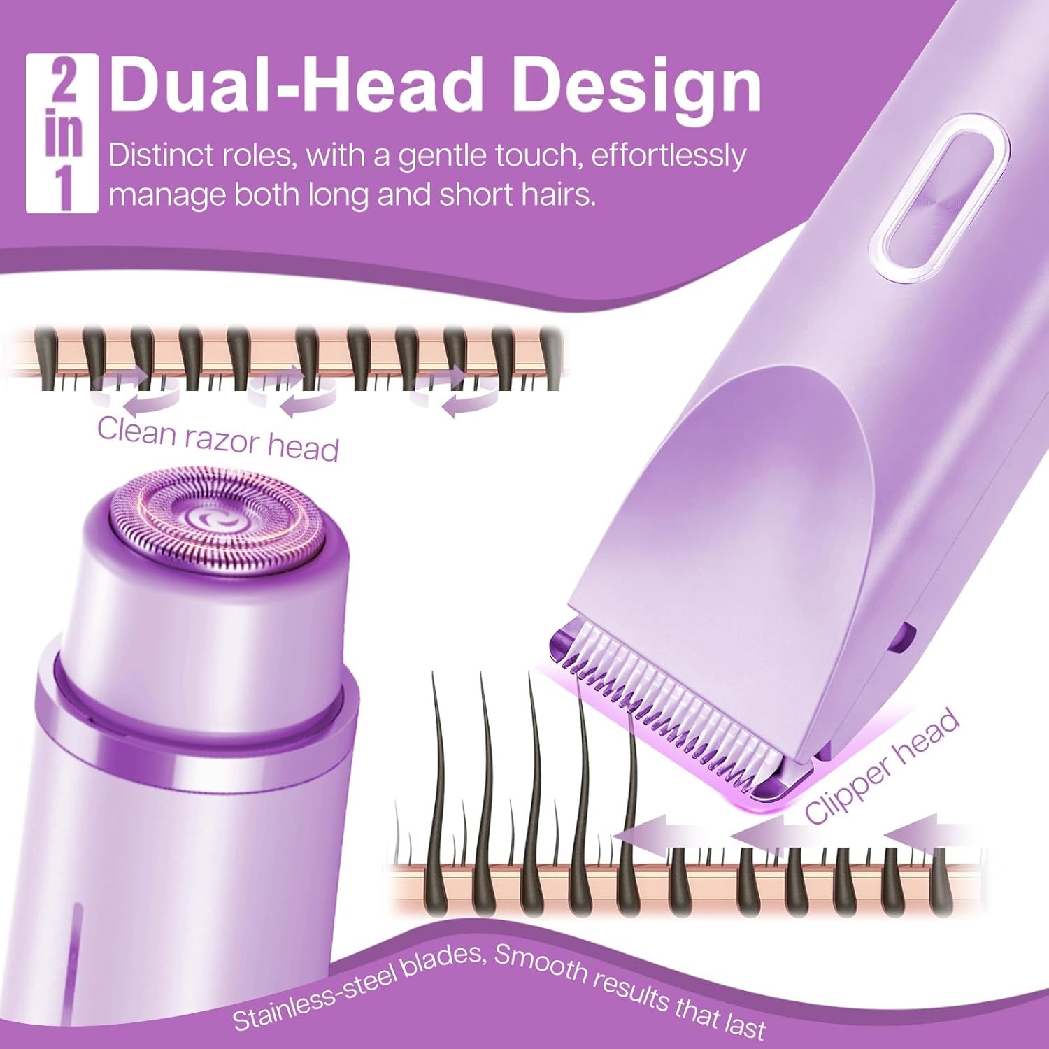 2-in-1 Painless Bikini Hair Trimmer