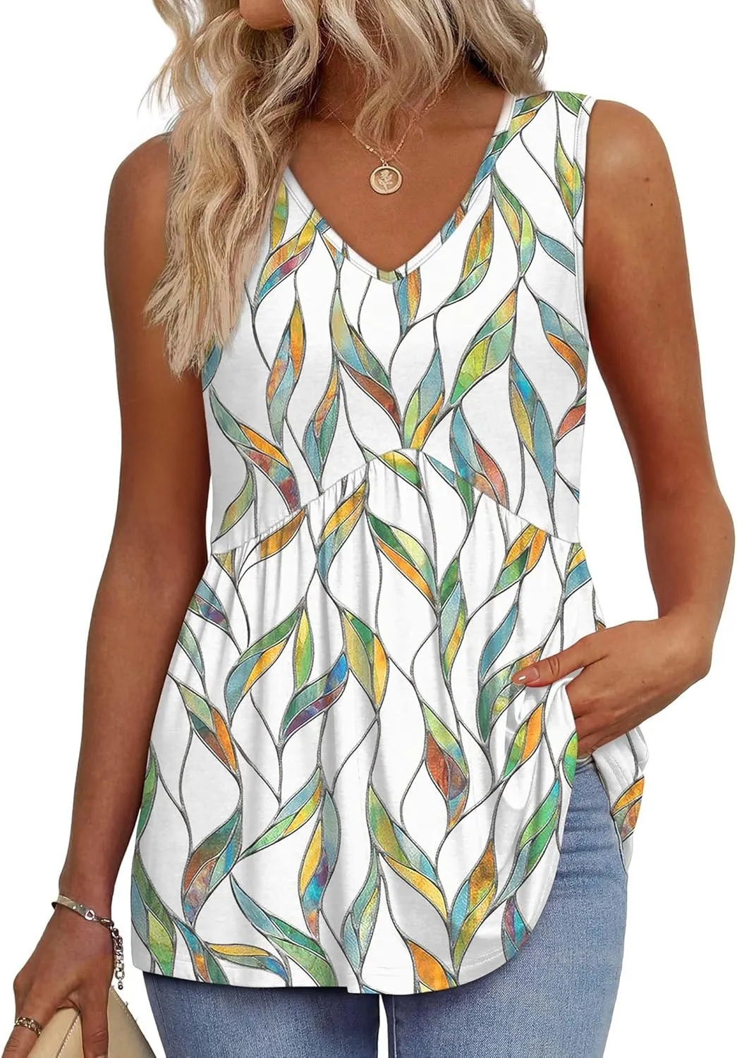 馃挅Buy 2 Free Shipping馃巵-2025 Flowy Peplum Tops for Women Dressy Sleeveless V Neck Babydoll Tank Tops