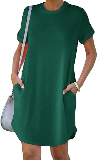 ⏰2025 Women's Casual Short Sleeve T Shirt Dress Basic Dresses with Pockets