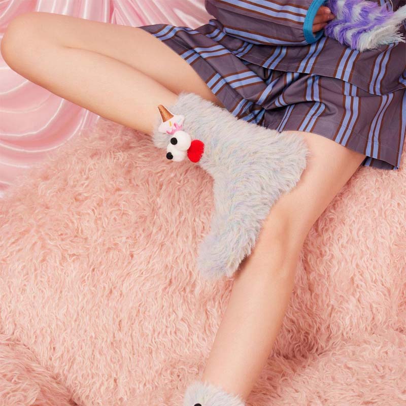 Coral Velvet Three-dimensional Quirky Socks