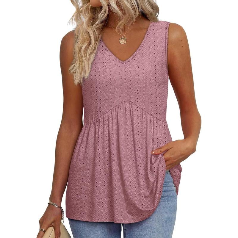 馃挅Buy 2 Free Shipping馃巵-2025 Flowy Peplum Tops for Women Dressy Sleeveless V Neck Babydoll Tank Tops