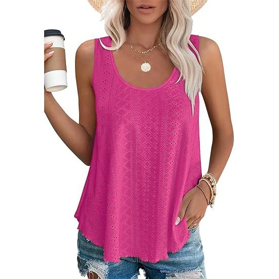 [Copy]#2025 Summer Best Sellers - Women's Embroidered Eyelet  Tank Tops