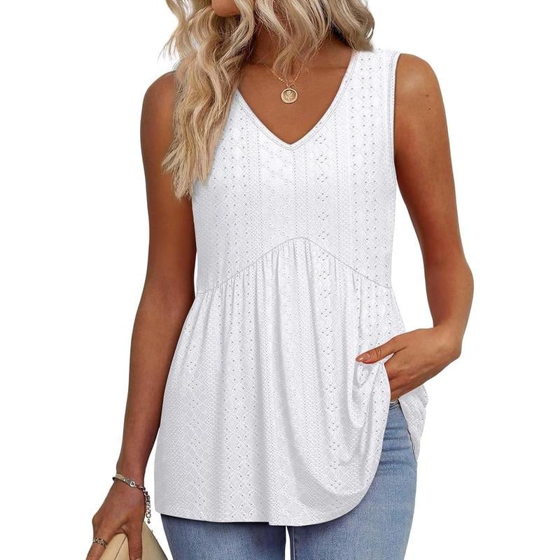 馃挅Buy 2 Free Shipping馃巵-2025 Flowy Peplum Tops for Women Dressy Sleeveless V Neck Babydoll Tank Tops