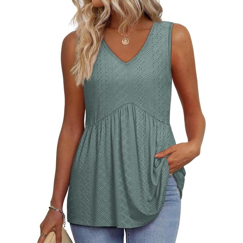 馃挅Buy 2 Free Shipping馃巵-2025 Flowy Peplum Tops for Women Dressy Sleeveless V Neck Babydoll Tank Tops