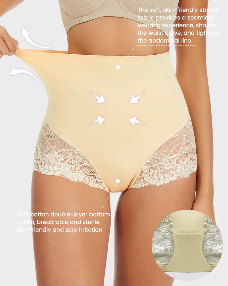 Smooth High-Waisted Sheer Lace Sculpting Brief