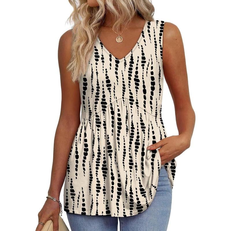 馃挅Buy 2 Free Shipping馃巵-2025 Flowy Peplum Tops for Women Dressy Sleeveless V Neck Babydoll Tank Tops