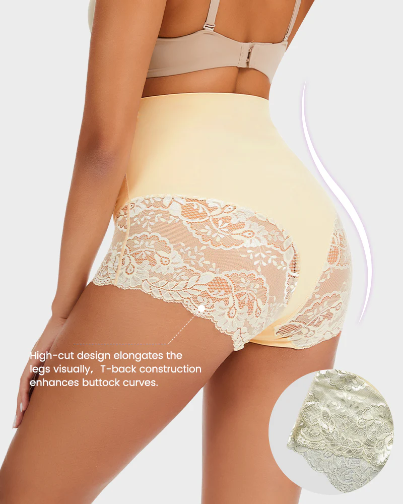Smooth High-Waisted Sheer Lace Sculpting Brief