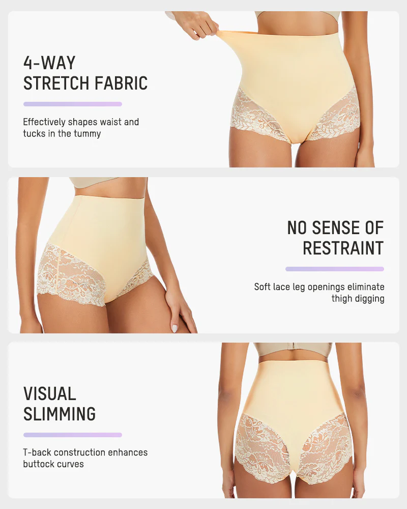Smooth High-Waisted Sheer Lace Sculpting Brief