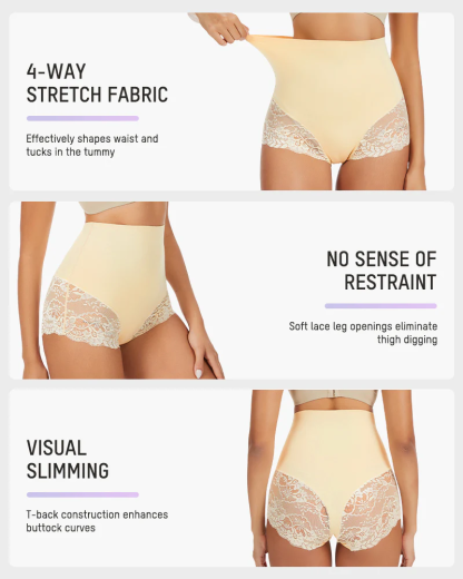 Smooth High-Waisted Sheer Lace Sculpting Brief