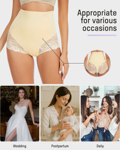 Smooth High-Waisted Sheer Lace Sculpting Brief