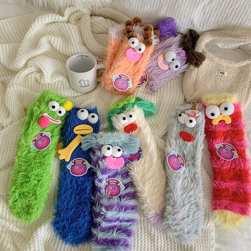 Coral Velvet Three-dimensional Quirky Socks