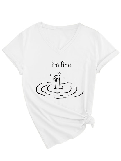 Women's I'm Fine Print T-Shirt