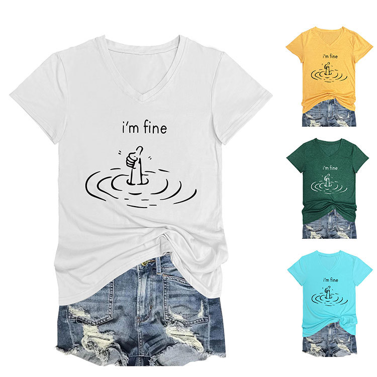 Women's I'm Fine Print T-Shirt