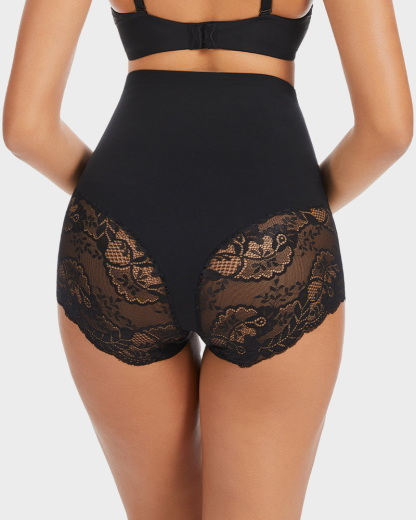 Smooth High-Waisted Sheer Lace Sculpting Brief
