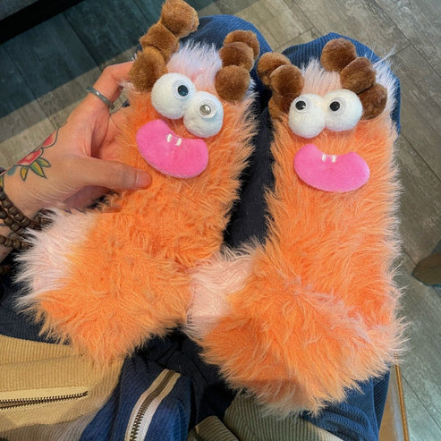 Coral Velvet Three-dimensional Quirky Socks