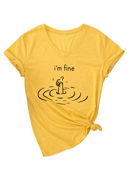 Women's I'm Fine Print T-Shirt