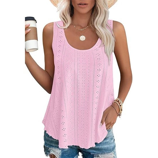 [Copy]#2025 Summer Best Sellers - Women's Embroidered Eyelet  Tank Tops