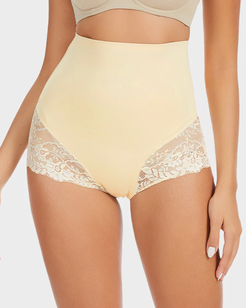 Smooth High-Waisted Sheer Lace Sculpting Brief