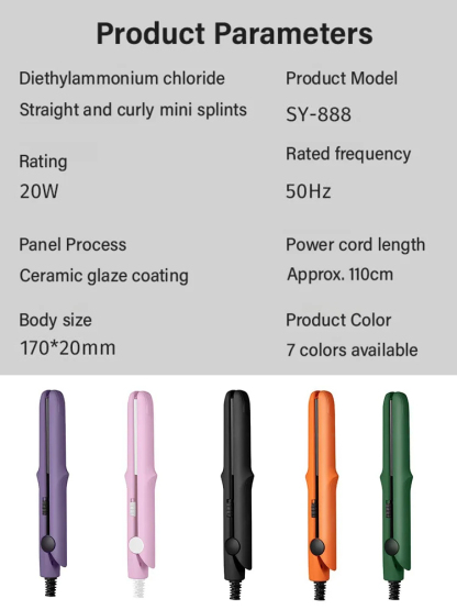 Heats to 200°C in 30 seconds⚡Perfect Hair Anywhere, Anytime🎨Straight and curly dual-purpose curling rod🔥 Ceramic coated plates – negative ions for smooth, shiny hair